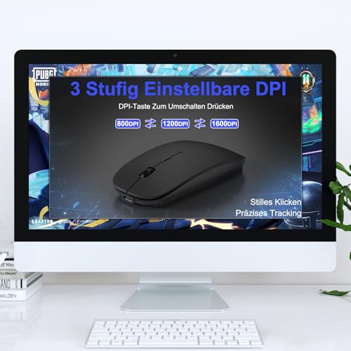 Azmall Kabellose Bluetooth Maus für iPad Pro/MacBook/Laptop/PC/Computer, Wiederaufladbare Maus Kabellos mit Jiggler Mouse beweger… – Ansicht 6