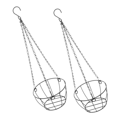 TEHAUX 2pezzi Fioriera Appesa in Filo Metallico Vasi da Fiori Sospesi con Catena per Balcone e Veranda Portavasi in Stile Vintage per Interni ed Esterni