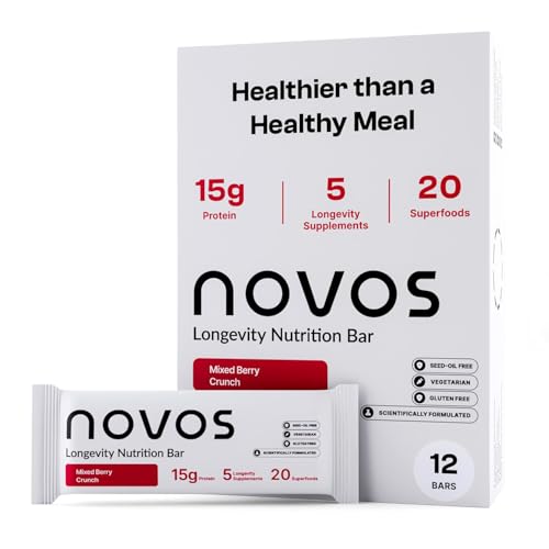 Novos Longevity Protein Bar | 15g Protein, 20 Superfoods, 5