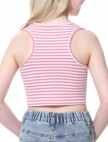 Image of EXARUS Girls Crop Tank Top Dance Hip Hop Outfits Cheer Cropped Top | Kids Tween Youth Summer Athletic Dance Convention Fitted Gymnastics Sleeveless Clothes