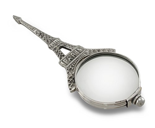 Silvertone torre Eiffel mano ingrandimento lettura in vetro