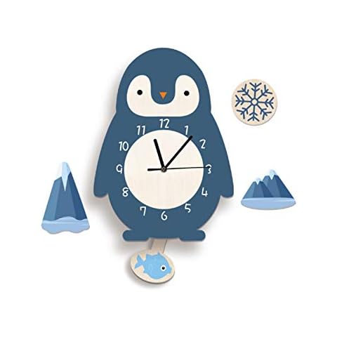 YXHUI Wall Clock Cartoon Creative Pendulum Clock Cute Penguin Animal Theme Pendulum Clock For Children's Room Cover