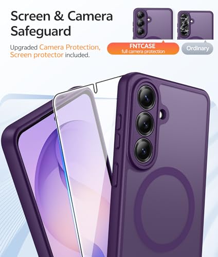 Image of FNTCASE for Samsung Galaxy S26+ Plus Case: [Fit for Magsafe] [Full Camera Protection + Screen Protector] Translucent Matte Military Grade - Shockproof Protective Phone Cover for S26 Plus - Deep Purple