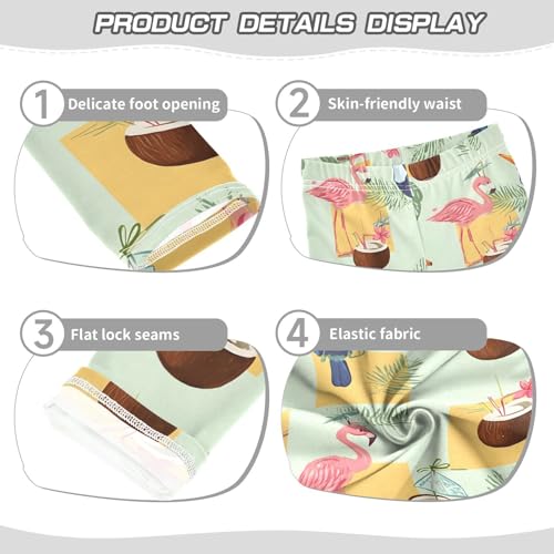 ALAZA Girls' Leggings Children's Yoga Pants Skinny Printed Dance The Toucan and Flamingo Comfortable 4T2