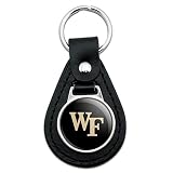 GRAPHICS & MORE Wake Forest University Primary Logo Black Leather Keychain