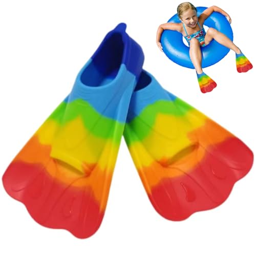 Palmes de natation enfants anti-irritation silicone souple arc-en-ciel