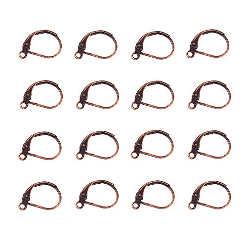 Bezall® 100Pcs Brass Lever Back Hoop Earring French Hook Ear Wire With Open Loop For Jewelry Making (Red Copper) #TOP5
