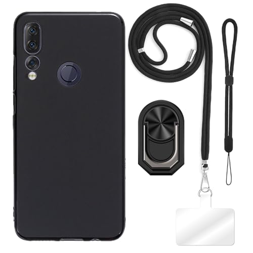 Funda TPU con Correa de Muñeca, Cordón y Soporte de Anillo Compatible con Lenovo Z5S, Antigolpes, Delgado, Ajustable, Manos Libres, Resistente