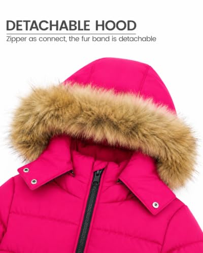 Image of JiAmy Kids 2 Piece Snowsuit Set Girl Winter Hooded Puffer Jacket & Snow Bib Pants Boy Ski Suits(1-12Y)