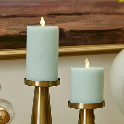 Image of Luminara - Flameless LED Battery Operated Flickering Pillar Candles - Fresh Mint - Pack of 1-3x6.5 - Realistic Moving Flame Real Wax Indoor /Outdoor