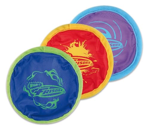 BLUECHOLON Mini-Frisbee aus weichem Stoff, 15,4 cm, gelb, blau und rot, gepolsterte Kanten, 45 g, für drinnen und draußen.
