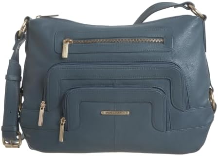 Stone Mountain Handbags Hampton Essex Crescent Hobo, Top Grain Leather, Gold Hardware, 10 Pockets, Adjustable Strap