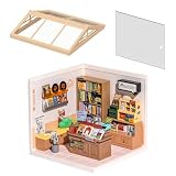 ROBOTIME DIY Miniature House Kit - 1:24 Scale Realistic Store Kit with LED Light - Tiny Model Mini House Kit with Furniture Best Birthday Gift