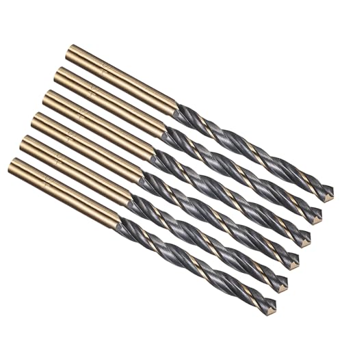 Image of PATIKIL 5mm Drill Bit, Jobber Straight Shank 4341 High-Speed Steel 118° Black and Gold Finish for Medium-hard Metal Steel Acrylic - 6 Pack