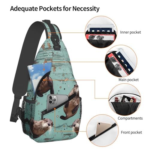 Mochila Sling Bolsa Cruzada Otters Negra miniatura 3