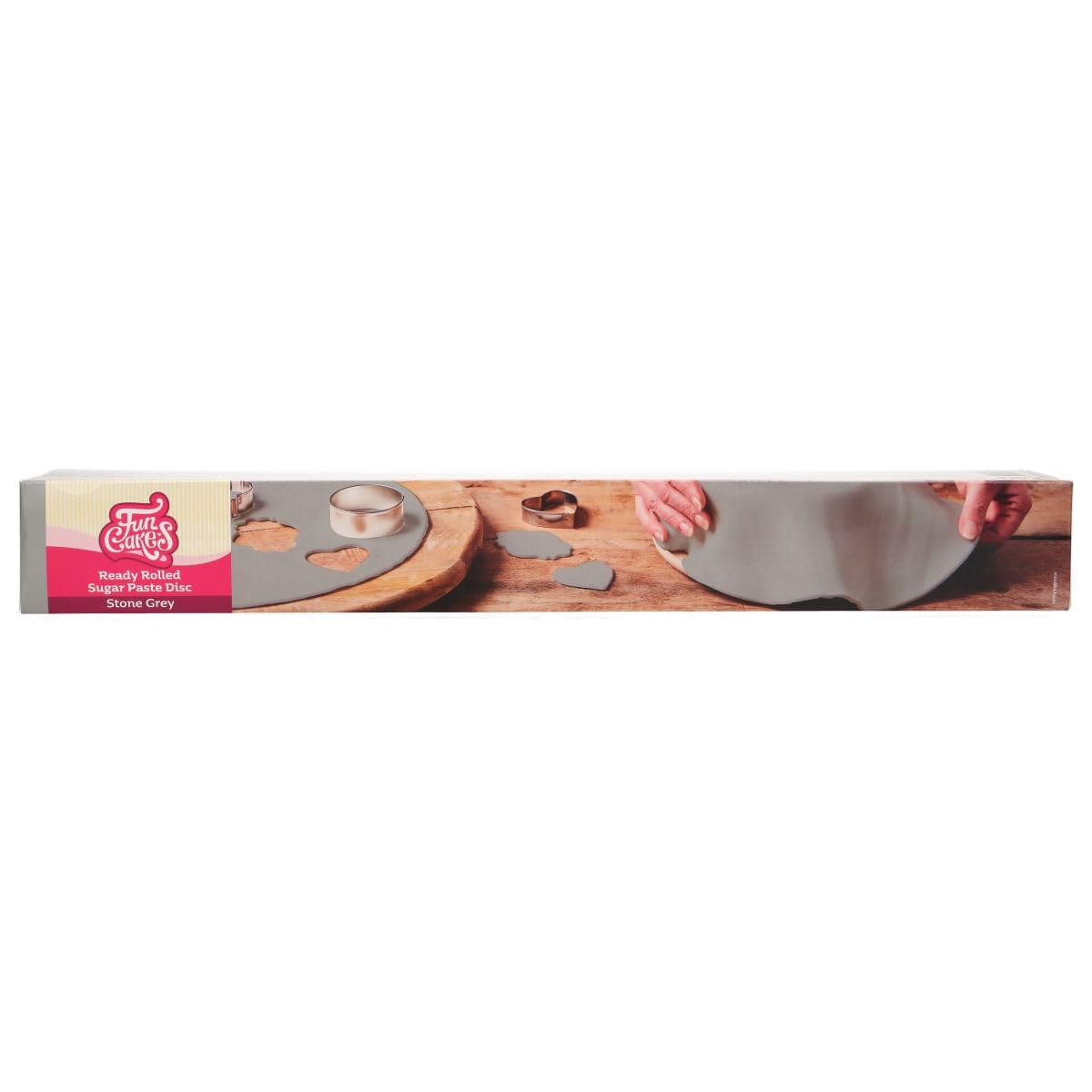 FunCakes Ready Rolled Sugar Paste Disc Stone Grey: Delicious Vanilla Flavour, Already Rolled, Easy-To-Use, Perfect for Cake Decorating, 430 g