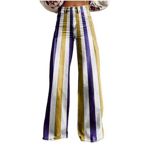 Jean femme taille haute jambe large imprimé floral vintage style baggy chic