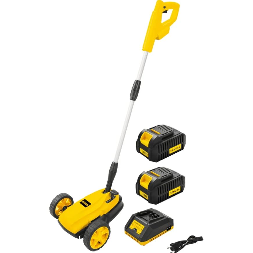 Nemura Mini cortacésped de 40 V, compacto y potente, corte de 22 cm, 2 baterías de 2 Ah + 1 cargador rápido, para jardín pequeño y zonas difíciles, calidad profesional, marca francesa