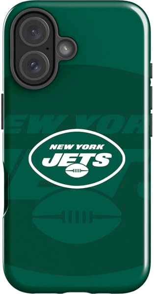 Skinit Impact Phone Case Compatible with iPhone 16 - Officially Licensed NFL New York Jets Black & White Design