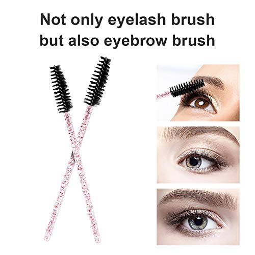 Image of CHEFBEE 100PCS Disposable Eyelash Spoolies Brush with Container, Pink Black
