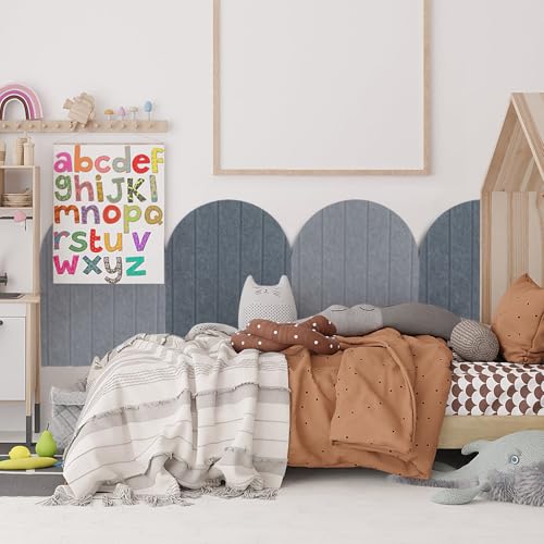 3D Wandpaneele,4 Stück 32x43cm Wandschutz Filz-Paneel Dekorative Wandpaneele Selbstklebend Antikollision Wandpolster für Schlafzimmer,Kinderzimmer (Dunkelgrau)
