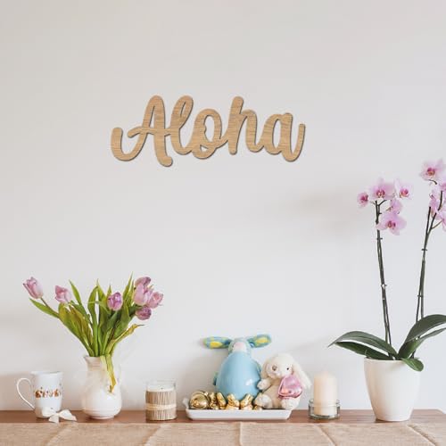 CREATCABIN Aloha Holz Ausschnitt Wort Holzschild Unvollendeter Grußbuchstabe Blanko Malerei Basteln Hängescheiben Stücke Ornamente Für Wand Tür Kranz Weihnachtsbäume Heim DIY Dekoration 10.9x30x0.5cm