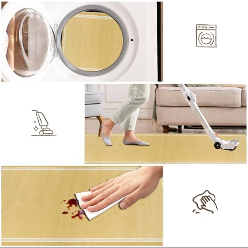Alfombra antideslizante para evitar resbalones en el pasillo lavable de 60x90 cm amarilla 7