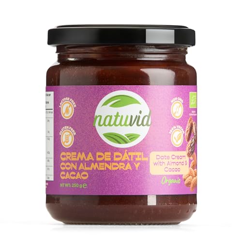 Crema de Dátil con Almendra y Cacao Natuvid | ORGÁNICA | 250gr | SIN GLUTEN | SIN LACTOSA | 100% VEGANA | NON-GMO