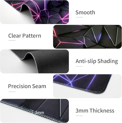 Image of Large Desk Mouse Mat, Extended Gaming, Office Keyboard Pad, Waterproof Non-Slip Surface, Stitched Edge Anti-Fray Thick Fabric Rubber Base Mat for Home Laptop Study or Work Setup(Pack 1)