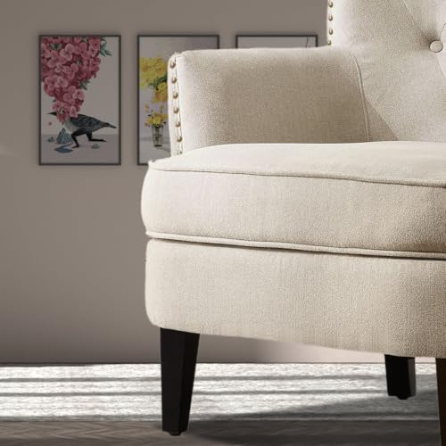 Image of Castora Upholstered Accent Chair for Living Room and Offices (Biege)