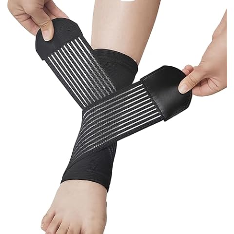 Ankle Brace Support Compression Sleeve - Adjustable, Breathable Neoprene Wrap for Sprained Ankle, Achilles Tendonitis, Plantar Fasciitis Relief - Sports, Running, Basketball - Men & Women (Black) Cover