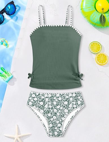 Image of Girls Tankini Swimsuits Two Piece Bathing Suit Drawstring Swimwear Set for Girls 7-18 Years