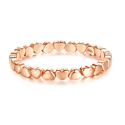Wbrwp Rose Gold Color Size 10 Stainless Steel Heart Shaped Vintage Classical Heart Ring Simple Plain Stacking Wedding Band Promise Ring Stackable Rings Eternity Promise Rings Present For Her #TOP2