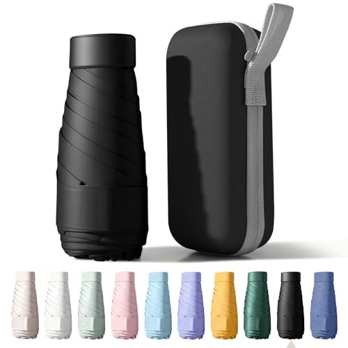 Betrynidil Taschenschirm, 6-Rippen Mini Regenschirm Windfest mit Auto-Open & Kapselhülle, Tragbarer...