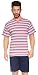 Produktbild Moonline modernes und bequemes Herren Shorty, aus 100% weicher Baumwolle, Rose-Marine-gestreift, Gr. XL