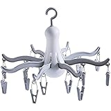 XIZHI Foldable Clip and Drip Hanger/Hanging Drying Rack - 16 Clips Socks Drying Rack for Drying Underwear Clothes,Socks,Bras,Towel,Pants,Hat,Grey