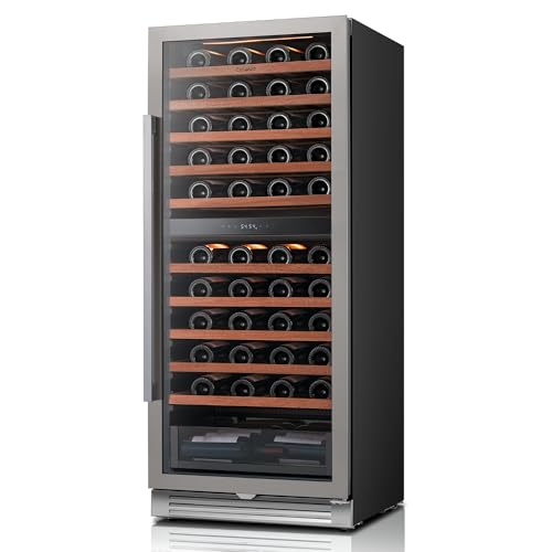 Image of Ca'Lefort 24 Inch Dual Zone Wine Fridge, 90 Bottle Built-In Wine Cooler | 55-Inch Tall Wine Cellar, Quiet Inverter Compressor, Precise 40-65F Temperature Control, Glide-Out Shelves & Storage Drawer