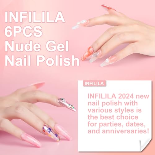 Kit de Esmaltes de Gel Nude Milky White Pink 6 Colores 10ML miniatura 4
