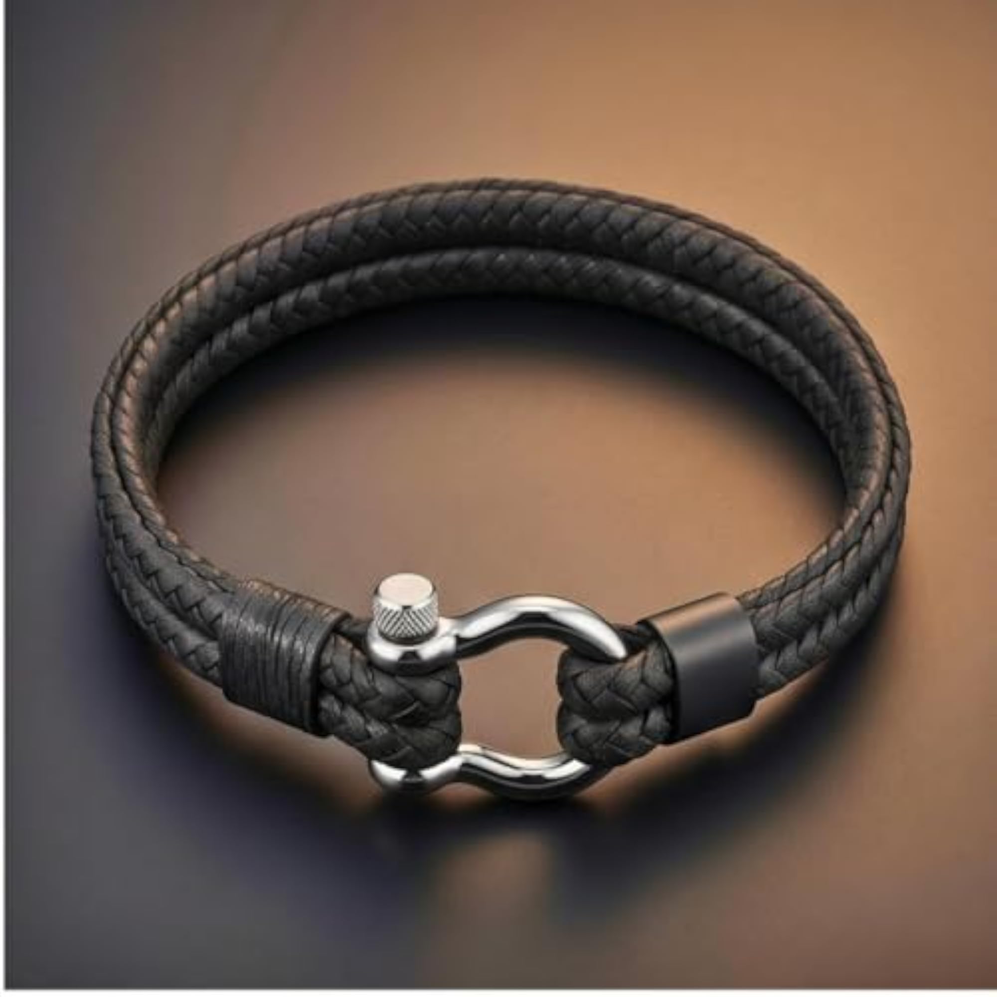 Genuine Leather Braided Bracelet with Stainless Steel Clasp