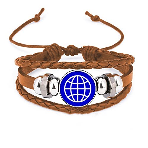 Bracelet en cuir motif signe d'avertissement bleu bijou poignet ajustable tendance