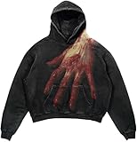 Photo Gallery y2k halloween skull print hoodie uomo casual gotico palma/ragno felpa con cappuccio moda top harajuku, nero 1, xx-large Photo Gallery y2k halloween skull print hoodie uomo casual gotico palma/ragno felpa con cappuccio moda top harajuku, nero 1, xx-large