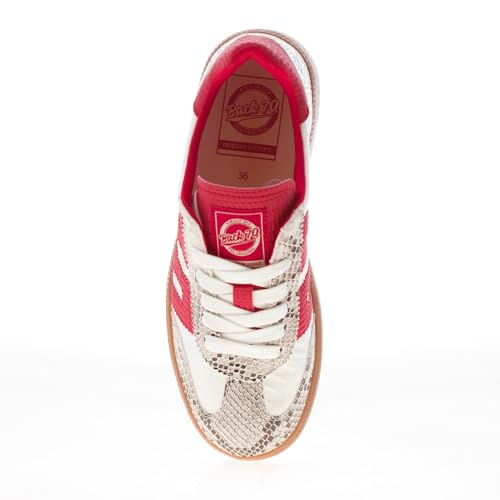 Baskets Ghost blanc et rouge Back 70 chaussures tissu cuir reptile - 5