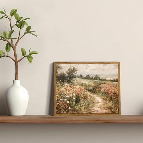 oiqartoiq framed canvas wall artvintage decorlandscape nature country wildflower paintings farmhouse pictures modern artwork rustic fall flower prints cottagecore office living room bedroom bathroom