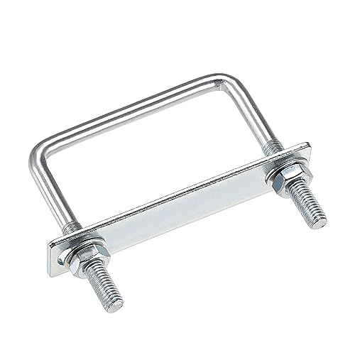 uxcell Square U-Bolts 3-5/8"(92mm) Inner Width Carbon Steel M8 with Nuts, Frame Plate, Round Washers