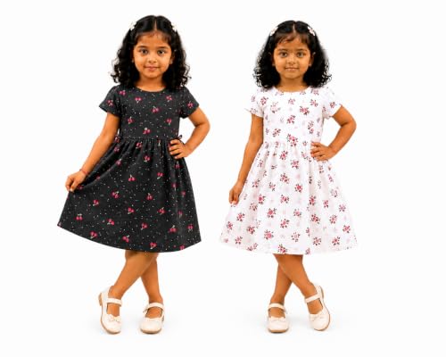 Image of Kids Girls Combo Frock | Girl Cotton Blend Dress | Princess Style Frock | Birthday, Casual & Festive Outfit