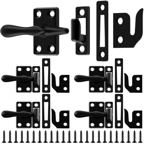 Hicarer 4 Pack Matte Black Casement Window Lock Latches 1-7/8 Inch Zinc Alloy Window Sash Lock Latch...