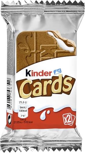 kinder Cards – Waffel im Keksformat mit Milch- und Kakaofüllung – 30 Packungen mit je 2 Waffeln im Keksformat (30 x 25,6 g)