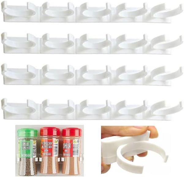 lenffect Especieros para Cocina - Organizador Armario 20 Especias - Organizador Cocina - ADHESIVO FUERTE - 20 botes Soporte Pared - Cajón para cocina - Estantería RESISTENTE - Plástico Personalizable