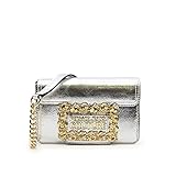  Versace Jeans Couure Miniag 72VA4BD2 de piel color plata metalizado con correa de cadena y hebilla Baroque oro