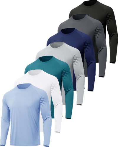 Image of MLYENX 7 Pack Long Sleeve Shirts for Men Sun Protection Quick Dry